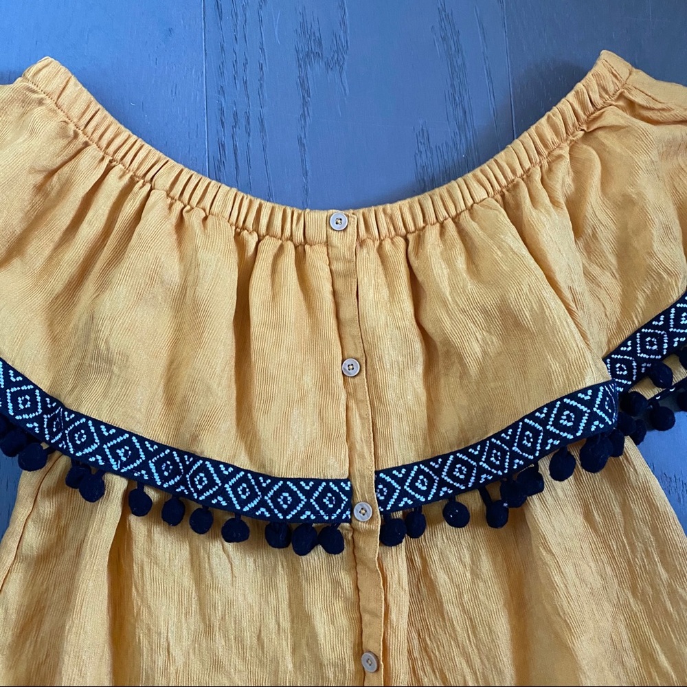 THML Mustard OTS Ruffle Pom Top - Picture 3 of 7